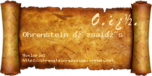 Ohrenstein Ézsaiás névjegykártya